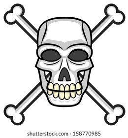 Vector Cartoon Pirate Skull With Bones Crossed