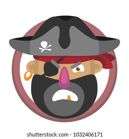 vector cartoon pirate's head on a white background
