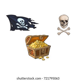 Vector Cartoon Pirates Symbols Set Isolated Stock Vector (Royalty Free ...