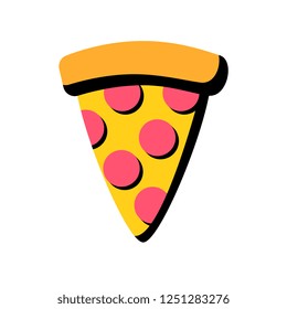 Vector Cartoon Pizza Icon Isolated On White Background