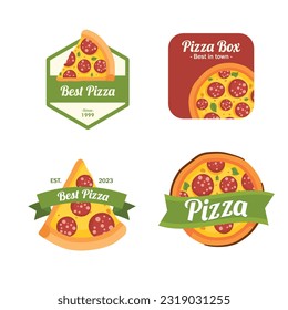 Vector cartoon pizza logo set collection