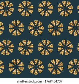 Vector cartoon pizza pattern. Food pattern.