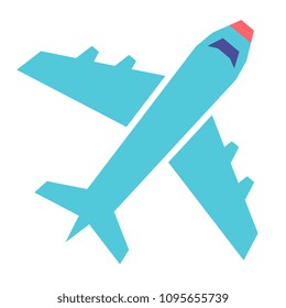 Vector Cartoon Plane Icon Isolated On White Background