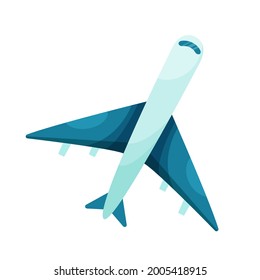 Vector cartoon plane top view.