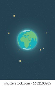 Vector of cartoon planet. Colorful. Space background