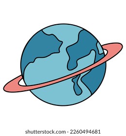 Vector de la pegatina de los planetas de dibujos animados. Planetas de fantasía. El arte fluido estilo Y2k forma el planeta. Arte abstracto moderno	