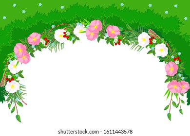 vector cartoon plant border background on white