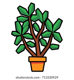 Vector Cartoon Plant Isolated On White Background