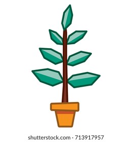 Vector Cartoon Plant Isolated On White Background