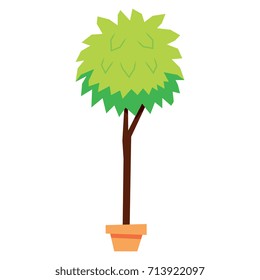 Vector Cartoon Plant Isolated On White Background