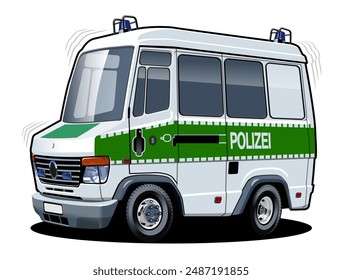 Vector cartoon police van. Available EPS-10 vector format separated by groups and layers for easy edit