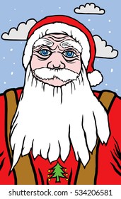 Vector cartoon of the portrait of Santa Claus.
