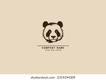 Vector de retratos de dibujos animados de panda o icono del logo del oso. oso bambú