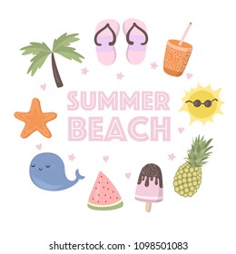 Vector Cartoon Poster Funny Summer Things Stock Vector (Royalty Free ...