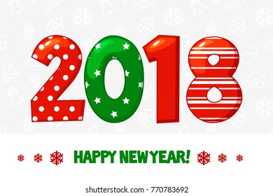 Vector Cartoon poster Happy New Year 2018. Cover for the calendar