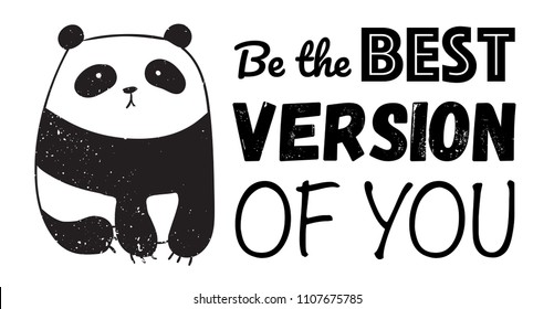 Vector cartoon poster illustration with cute panda and text. Perfect for postcard, birthday, baby book, children room.