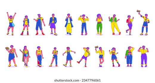 vector cartoon pride character set illustration isolated