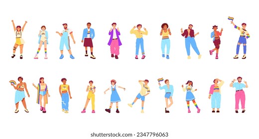 vector cartoon pride character set illustration isolated