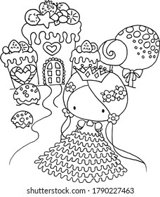 vector cartoon Princess in the candy kingdom