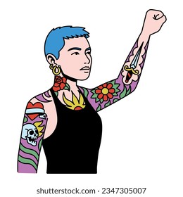 Ilustración aislada del personaje del manifestante de dibujos animados vectores
