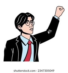 Vector Cartoon Protester Person Character Isolated Illustration
