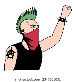 Vector Cartoon Protester Person Character Isolated Illustration