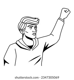 Vector Cartoon Protester Person Character Isolated Illustration