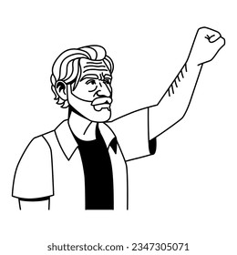 Vector Cartoon Protester Person Character Isolated Illustration