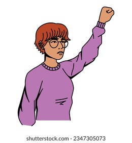 Vector Cartoon Protester Person Character Isolated Illustration