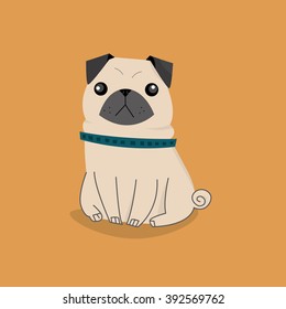 Vector Cartoon Pug Dog