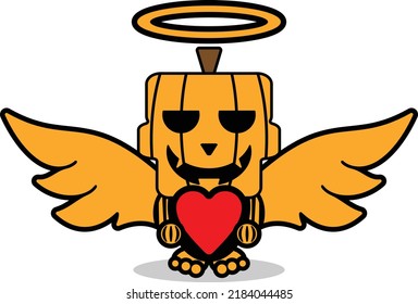 vector cartoon pumpkin mascot character halloween cute skull love angel