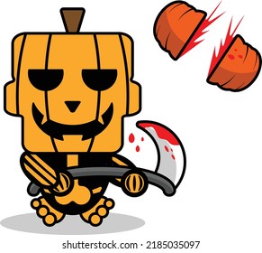 vector cartoon pumpkin mascot character halloween cute skull grim cut pumpkin
