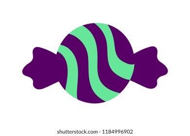Vector Cartoon Purple And Green Candy Icon Isolated