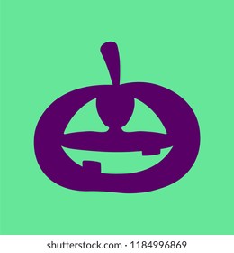 Vector Cartoon Purple And Green Pumpkin Icon Isolated