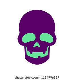Vector Cartoon Purple And Green Skull Icon Isolated