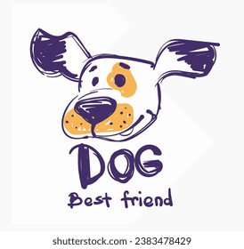 vector cartoon purple and yellow dog