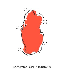 Vector cartoon Qatar map icon in comic style. Qatar sign illustration pictogram. Cartography map business splash effect concept.