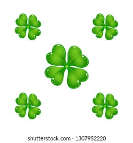 Vector Cartoon Quatrefoil Irish luck symbol. Green clover for St. Patrick's Day. T-shirt print