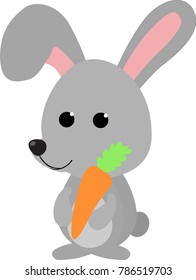 Vector cartoon rabbit with carrots