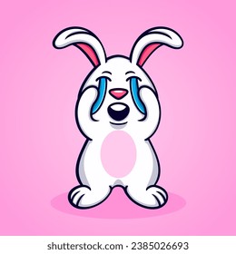 Vector cartoon rabbit crying, fun, funny, cute, cool.