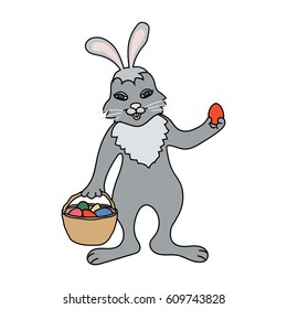 vector of cartoon rabbit with easter egg.
