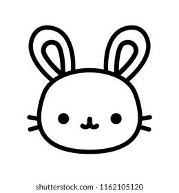 Vector Cartoon Rabbit Icon Isolated On White Background