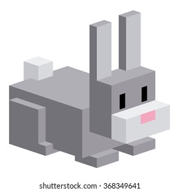 Vector Cartoon Rabbit Isolated On White Background
