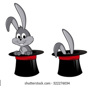 Vector cartoon - Rabbit on a top hat