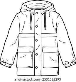 Vector Cartoon Raincoat With Reflector Line Art