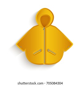 vector cartoon raincoat yellow colored. Isolated illustration on a white background. Autumn object concept