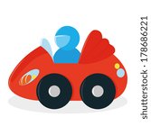 Vector Cartoon Red Car Toy Isolated On White Background