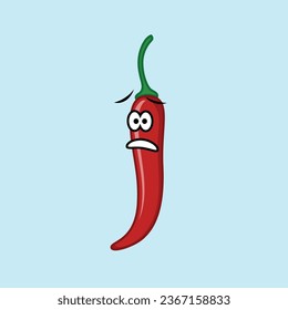 Vector a cartoon red chili pepper character with a sad face