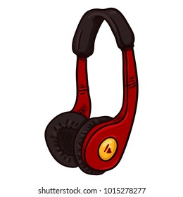 Vector Cartoon Red Circumaural Headphones on White Background