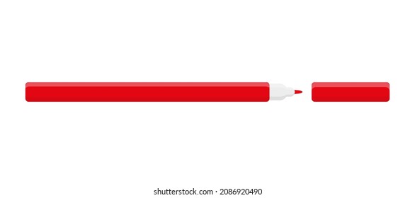 Vector cartoon red colored felt tip pen. Back to school.